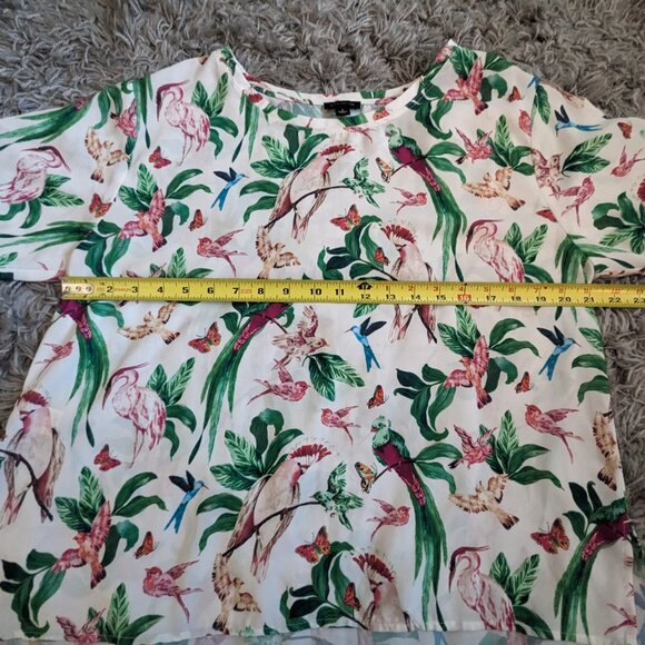 Ann Taylor Multi-Color All Over Tropical Bird Print Short Sleeve Top - Picture 8 of 8